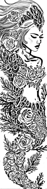 Free colorable bookmarks of a floral mermaid